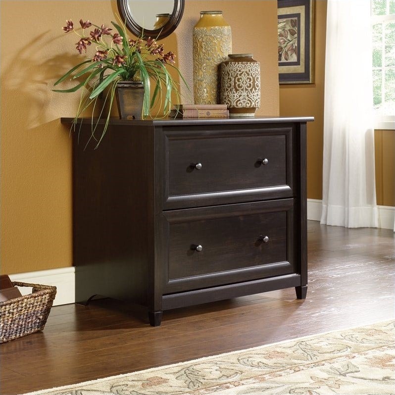 Home Square 2 Piece Engineered Wood Filing Cabinet Set with 2 Drawer in Black