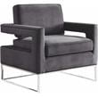 Home Square 2 Piece Upholstered Velvet Accent Chair Set in Gray and Chrome