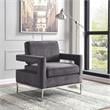 Home Square 2 Piece Upholstered Velvet Accent Chair Set in Gray and Chrome