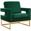 Home Square 2 Piece Upholstered Velvet Accent Chair Set in Green and Gold