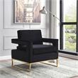 Home Square 2 Piece Upholstered Velvet Accent Chair Set in Black and Gold