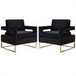 Home Square 2 Piece Upholstered Velvet Accent Chair Set in Black and Gold