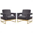 Home Square 2 Piece Upholstered Velvet Accent Chair Set in Noah Gray