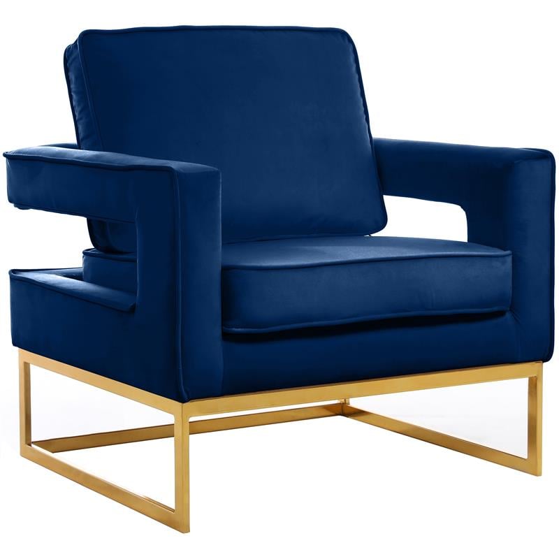 Home Square 2 Piece Upholstered Velvet Accent Chair Set in Noah Navy