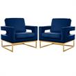 Home Square 2 Piece Upholstered Velvet Accent Chair Set in Noah Navy