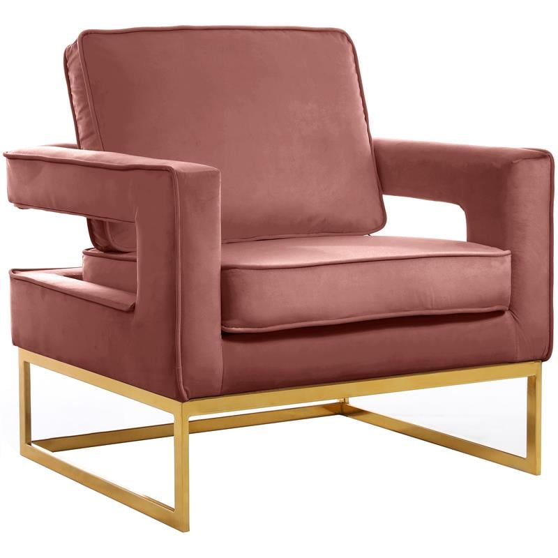 Home Square 2 Piece Upholstered Velvet Accent Chair Set in Noah Pink