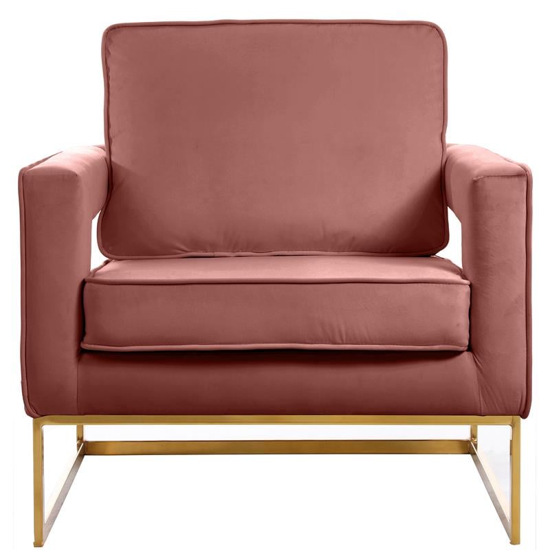 Home Square 2 Piece Upholstered Velvet Accent Chair Set in Noah Pink