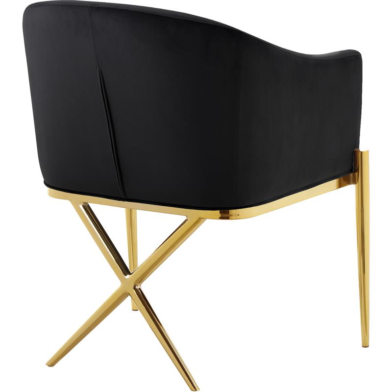 Home Square 2 Piece Velvet Dining Chair Set with Gold Metal Base in Black