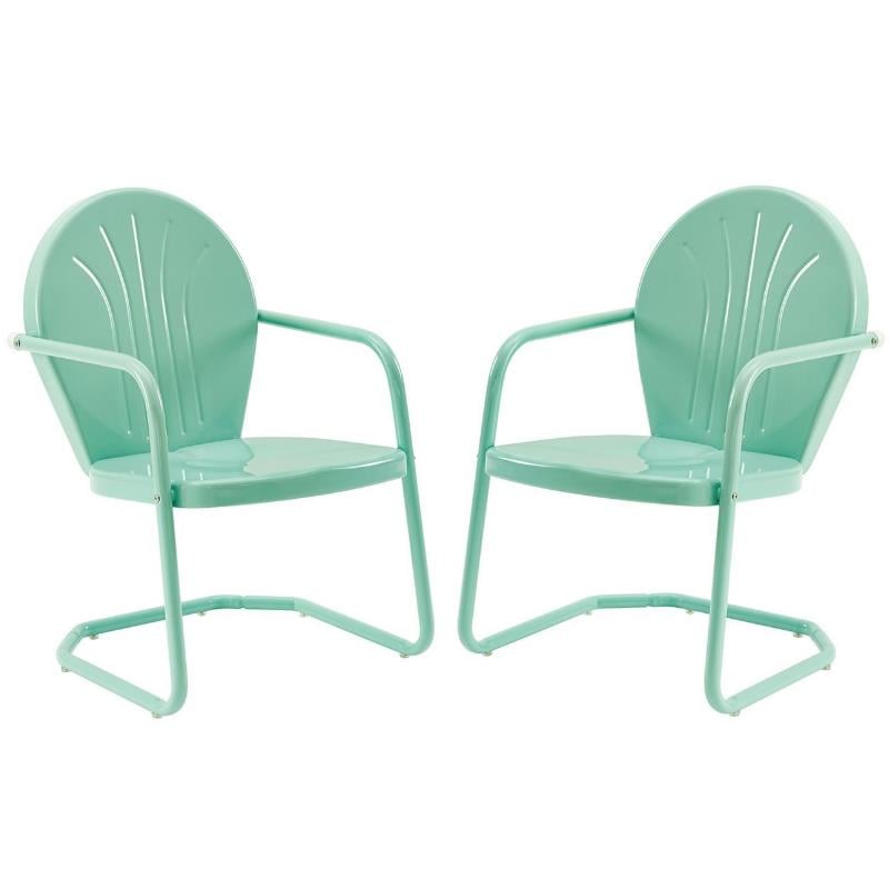 Home Square 2 Piece UV-resistant Metal Patio Chair Set in Aqua Green