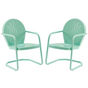 home square 2 piece uv-resistant metal patio chair set in aqua green