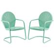 Home Square 2 Piece UV-resistant Metal Patio Chair Set in Aqua Green