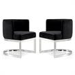 Home Square 2 Piece Velvet Dining Chair Set with Gold Metal Base in Black