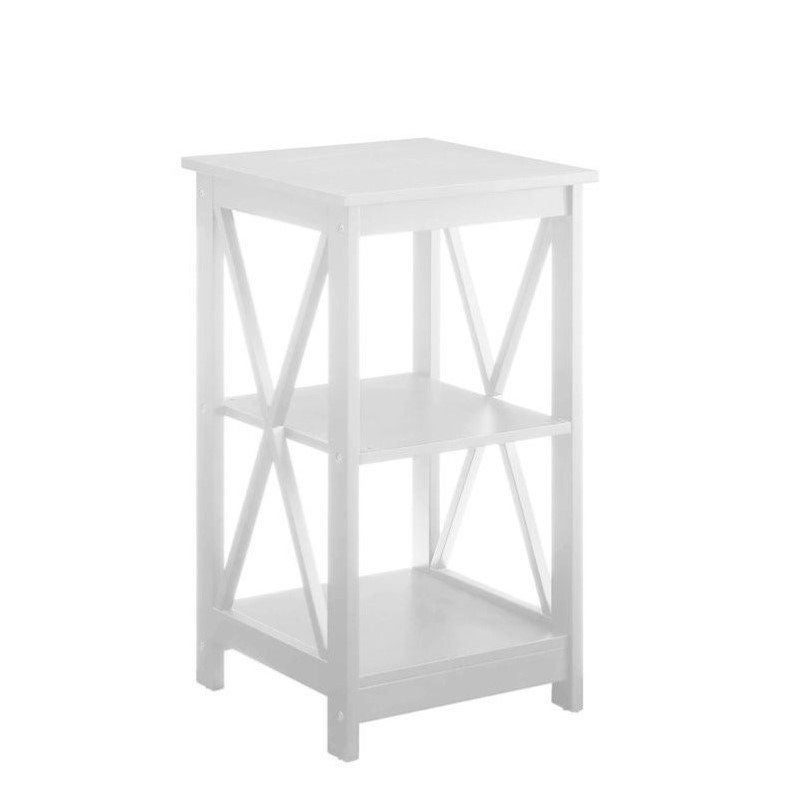 Home Square 2 Piece Square Solid Wood End Table Set in White