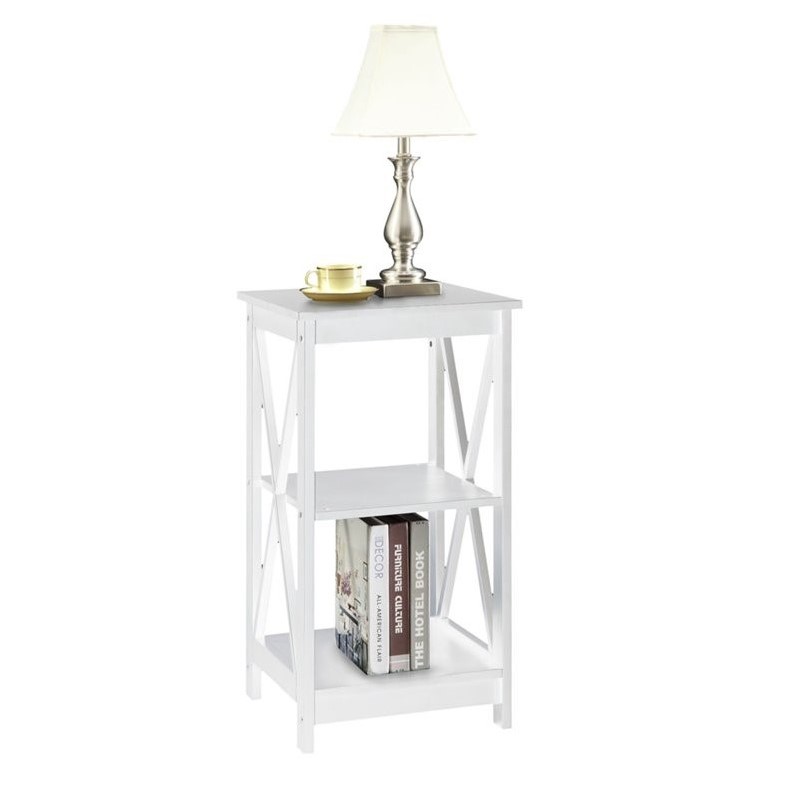 Home Square 2 Piece Square Solid Wood End Table Set in White