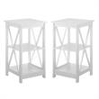 Home Square 2 Piece Square Solid Wood End Table Set in White