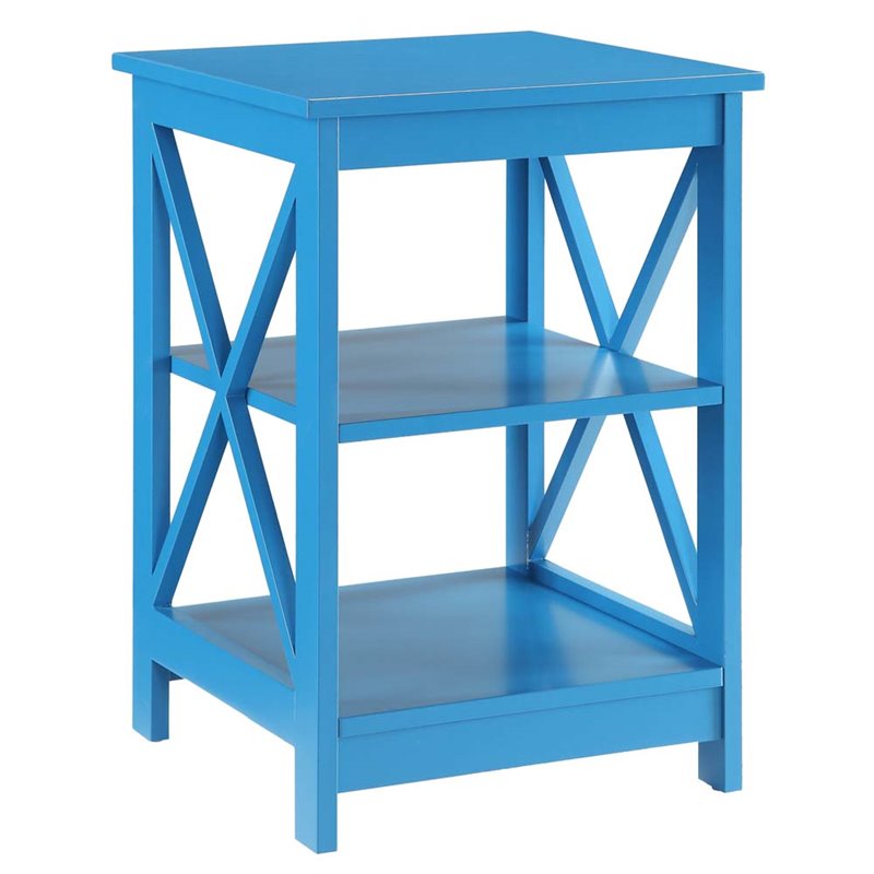 Home Square 2 Piece Square Solid Wood End Table Set in Blue