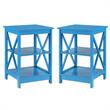 Home Square 2 Piece Square Solid Wood End Table Set in Blue