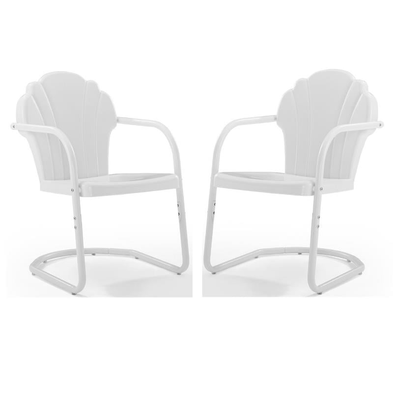 Home square 2 Piece Tulip UV-resistant Metal Patio Chair Set in White