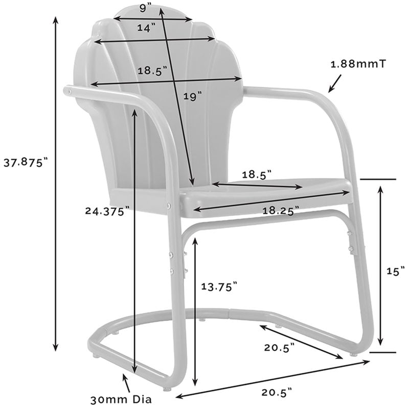 Home Square 2 Piece Tulip UV-resistant Metal Patio Chair Set in Pink