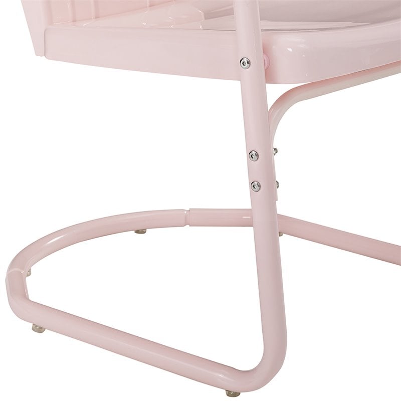 Home Square 2 Piece Tulip UV-resistant Metal Patio Chair Set in Pink