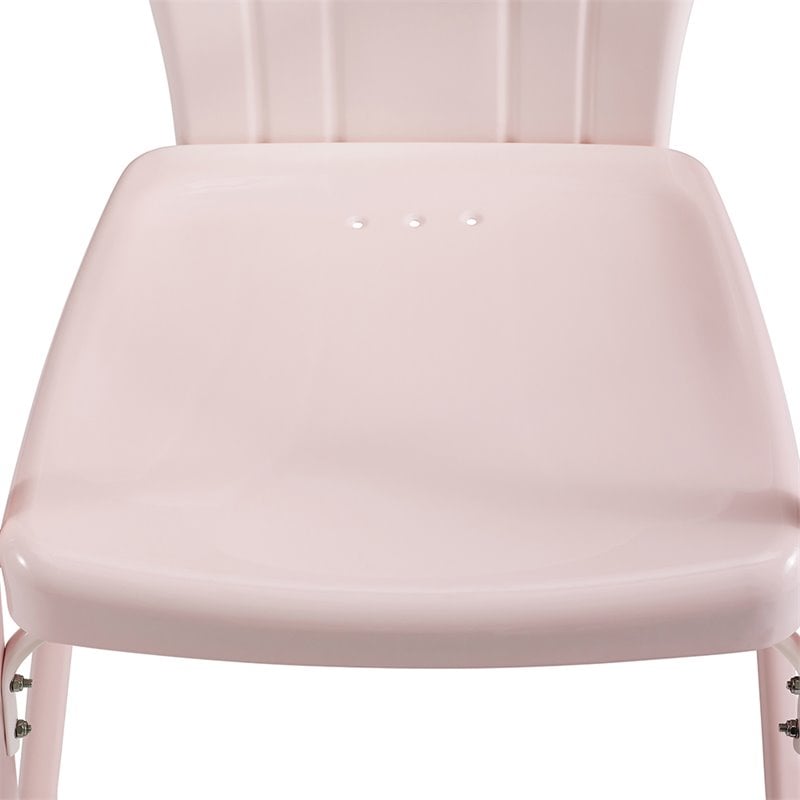 Home Square 2 Piece Tulip UV-resistant Metal Patio Chair Set in Pink