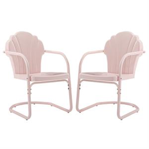 Home Square 2 Piece Tulip UV-resistant Metal Patio Chair Set in Pink