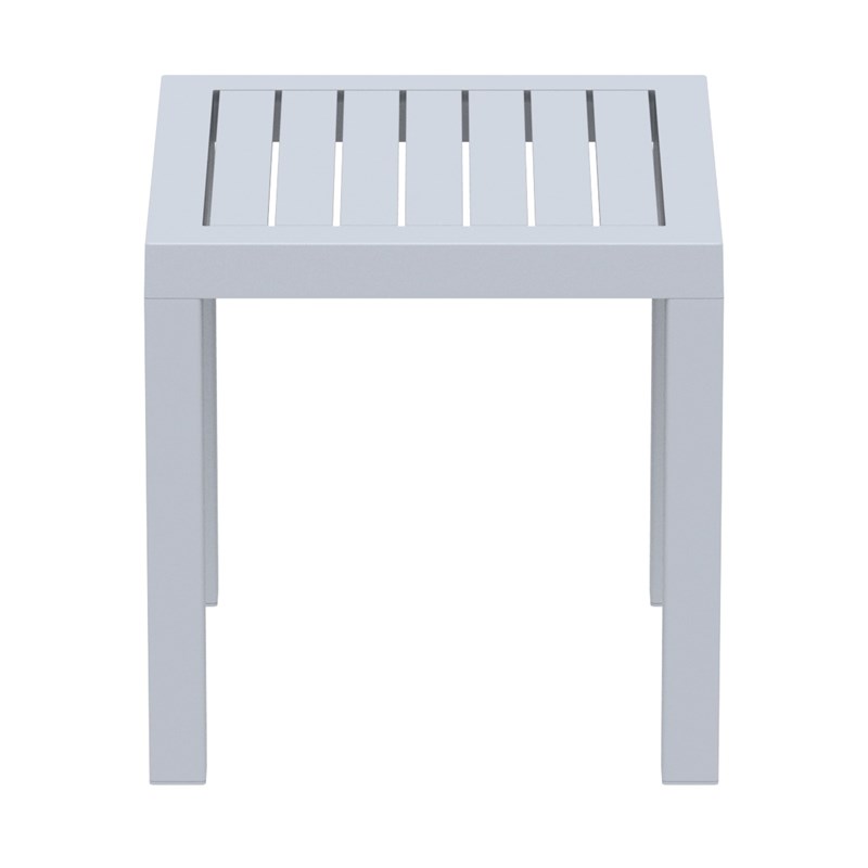 Home Square 2 Piece Square Resin Patio Side Table Set in Silver Gray