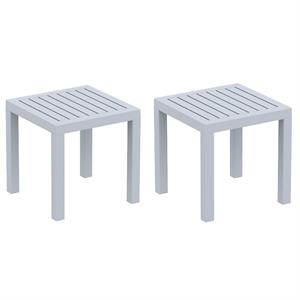 home square 2 piece square resin patio side table set in silver gray