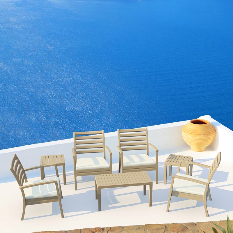Home Square 2 Piece Square Resin Patio Side Table Set in Dove Gray