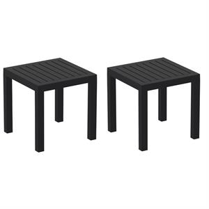 home square 2 piece square resin patio side table set in black