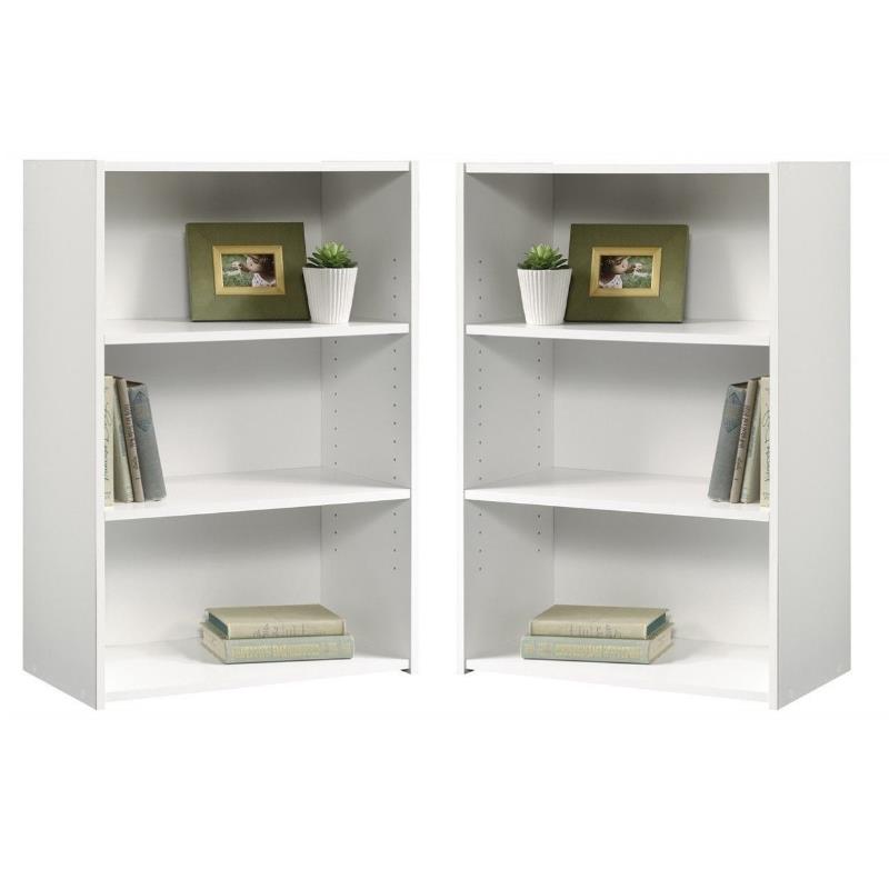 Home Square 2 Piece Modern Engineered Wood Bookcase Set in Soft White