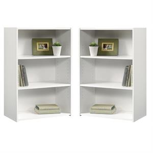 Home Square 2 Piece Modern Engineered Wood Bookcase Set in Soft White