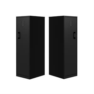 home square 2 piece metal personal locker cabinet set with 4 shelf in black