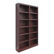Home Square 2 Piece Tall 12-shelf Double Wide Wood Bookcase Set in Cherry