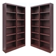 Home Square 2 Piece Tall 12-shelf Double Wide Wood Bookcase Set in Cherry