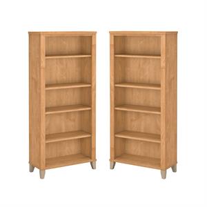 home square 2 piece engineered wood bookcase set with 5 shelf in maple cross