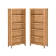 Home Square 2 Piece Engineered Wood Bookcase Set with 5 Shelf in Maple Cross