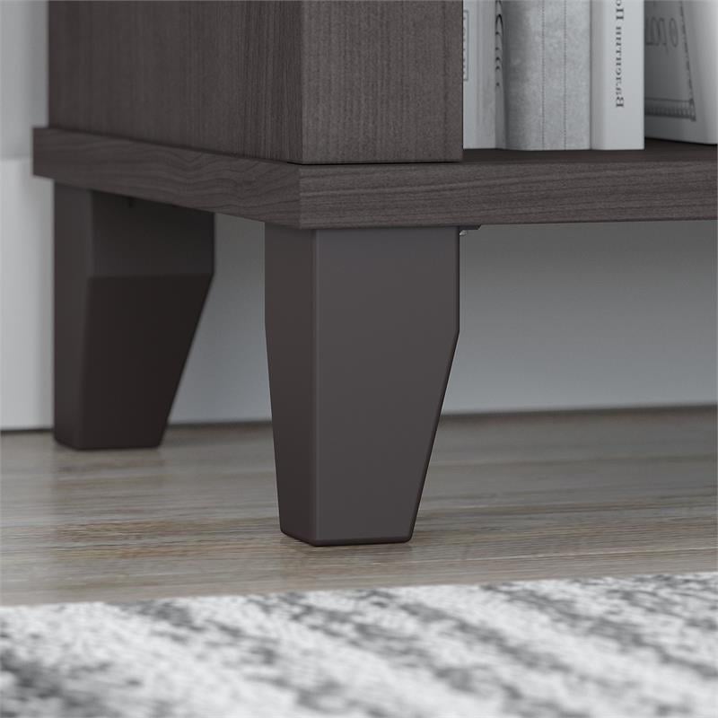 Home Square 2 Piece Engineered Wood Bookcase Set with 5 Shelf in Storm Gray