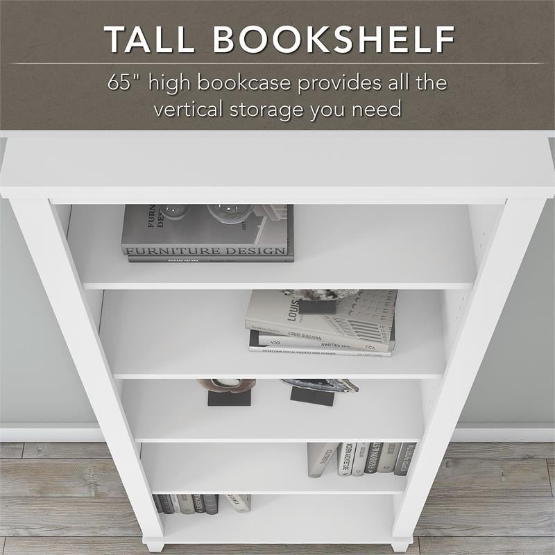 Home Square 2 Piece Engineered Wood Bookcase Set with 5 Shelf in White