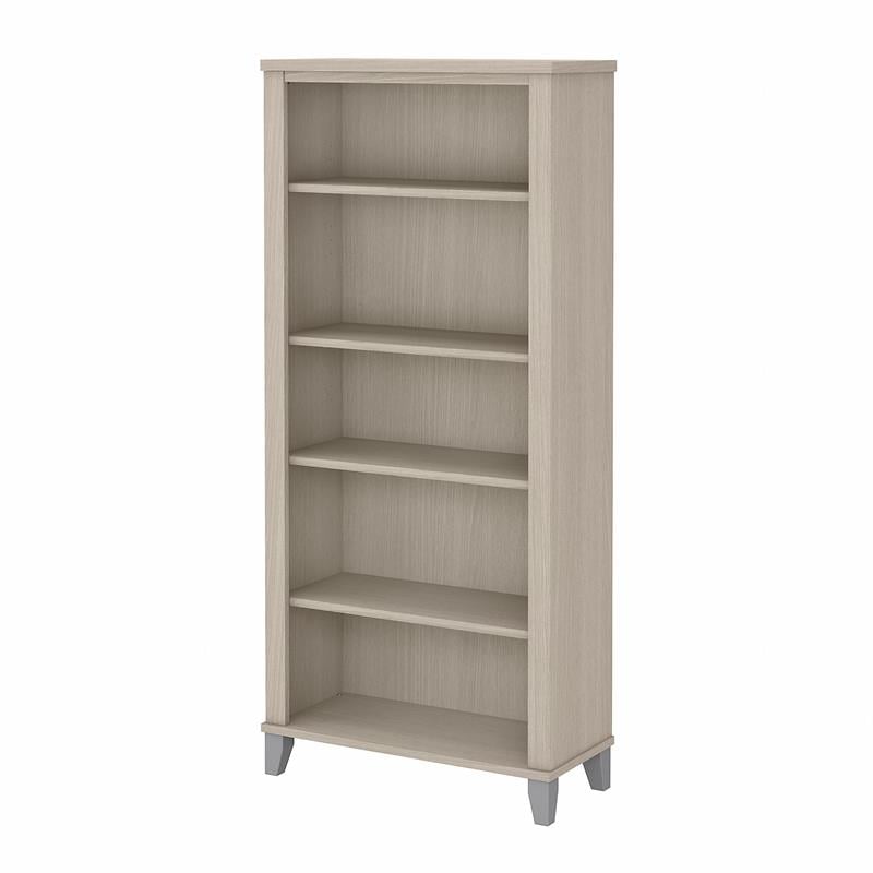 Home Square 2 Piece Engineered Wood Bookcase Set with 5 Shelf in Sand Oak