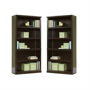 Home Square 2 Piece Wood Bookcase Set with 5 Shelf in Jamocha