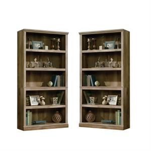 home square 2 piece wood bookcase set with 5 shelf in lintel oak