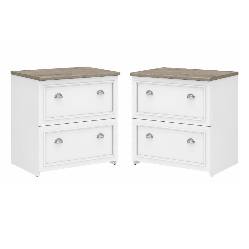 Home Square 2 Piece Engineered Wood Filing Cabinet Set in White and Gray