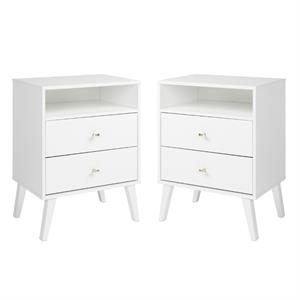 home square 2 piece wood tall nightstand set with 2 drawer