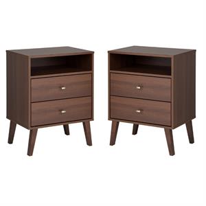 home square 2 piece wood tall nightstand set with 2 drawer