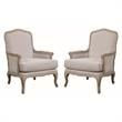 Home Square 2 Piece Regal Distressed Wood Accent Chair Set in Taupe Gray
