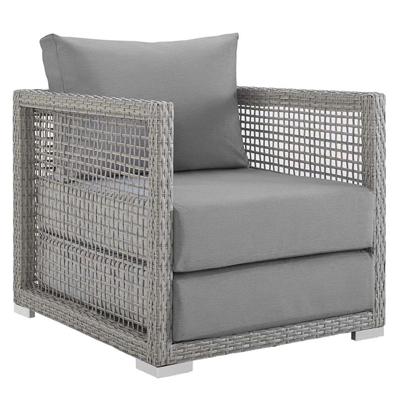 Home Square 2 Piece PE Wicker Rattan Patio Chair Set in Gray