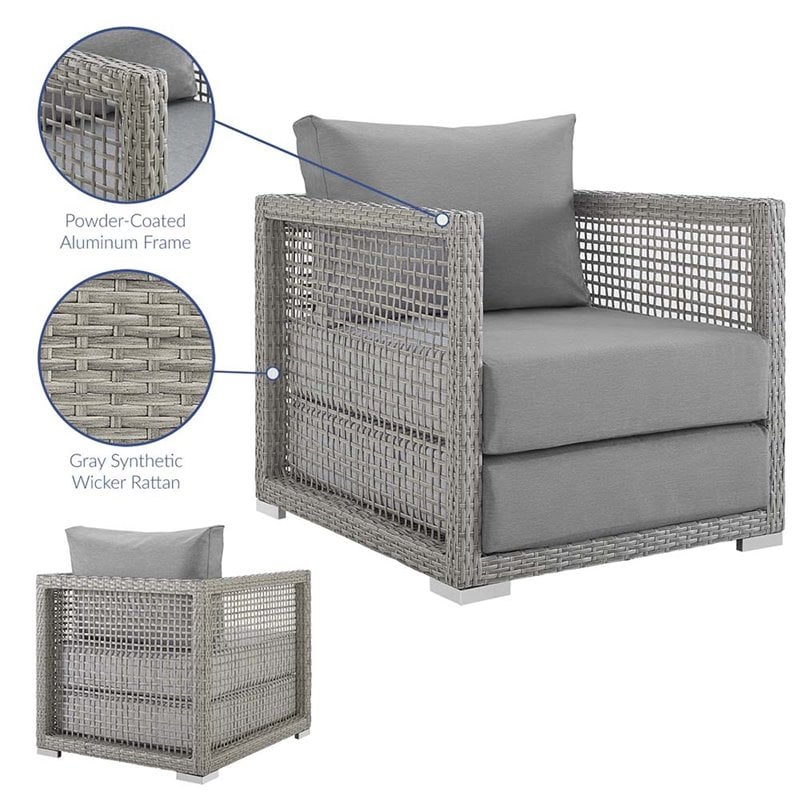 Home Square 2 Piece PE Wicker Rattan Patio Chair Set in Gray