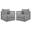 Home Square 2 Piece PE Wicker Rattan Patio Chair Set in Gray