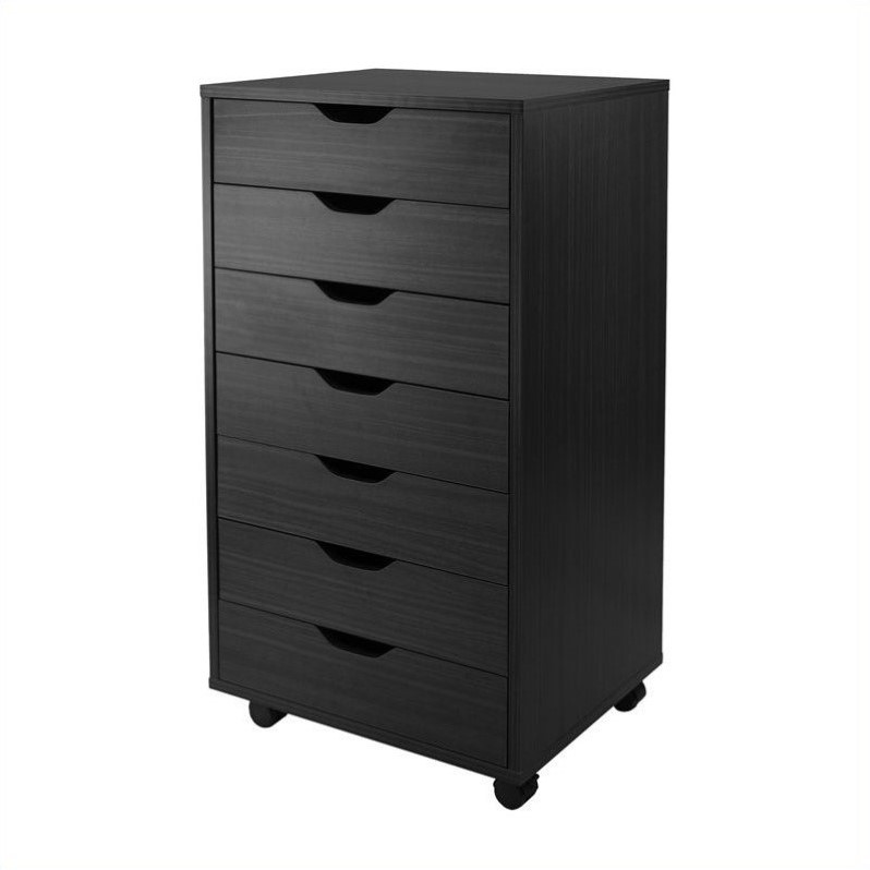 Home Square 2 Piece Composite Wood Halifax Cabinet Set with 7 Drawer in Black